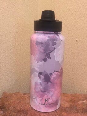 HydraFlow Floral Insulated Water Bottle Pink Purple Watercolor Print